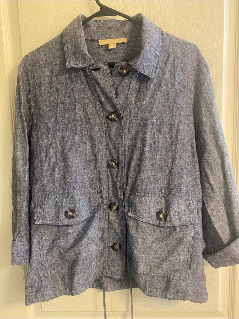 Relaxed Chambray Utility Jacket - Blue